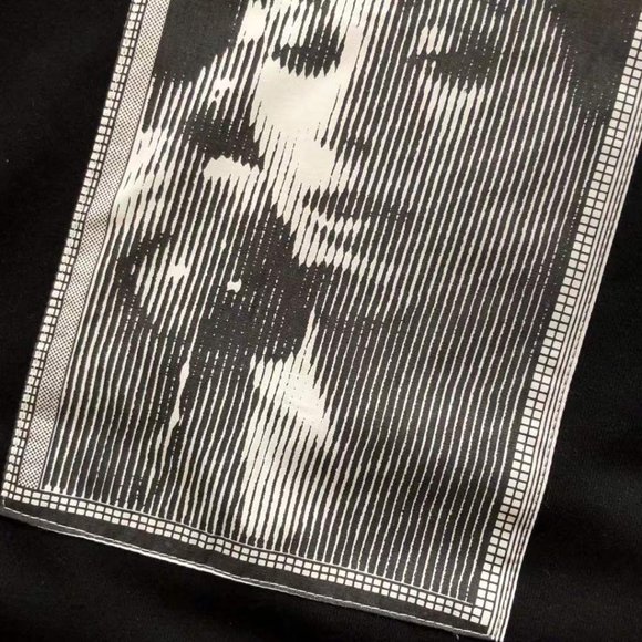 Cavermpt Black Long Sleeve Sweatshirt Portrait Hood Abstract Print - Picture 13 of 16